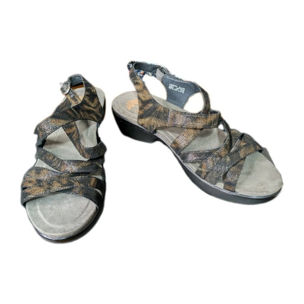 Dansko Dani Strappy Sandals Brown Black Leather Eu 40 (Us 10-10.5) Slingback